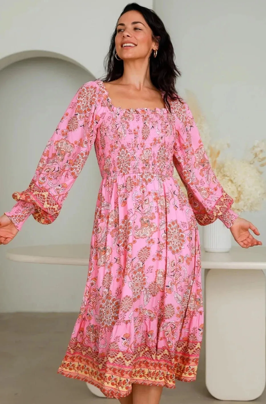 LUCIA LONG SLEEVE MIDI DRESS