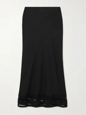 Magda lace-trimmed linen and cotton-blend midi skirt