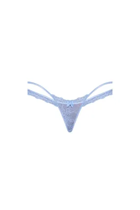 Magic Silk Ooh La Lace Cross Strap Split Crotch Tanga Periwinkle