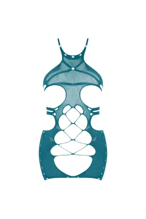 Magic Silk Seamless Halter Dress Teal OS