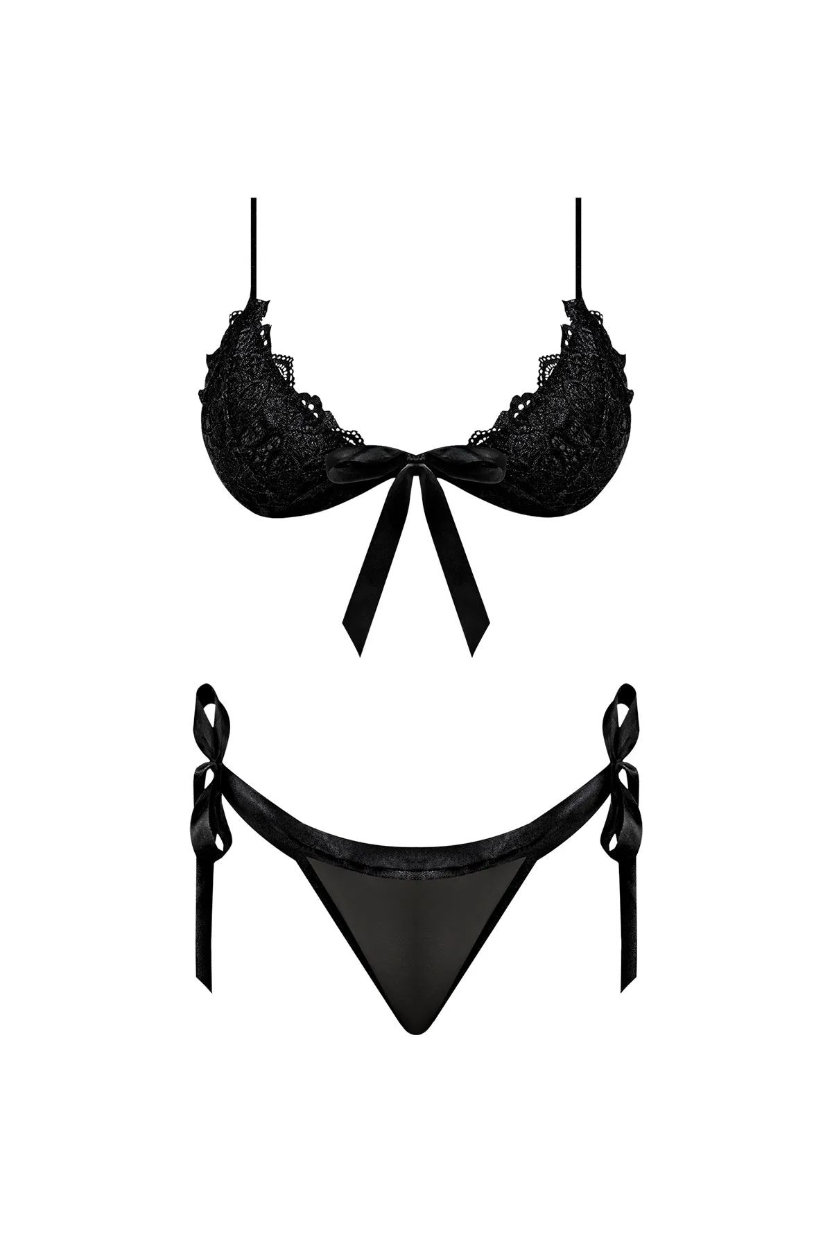 Magic Silk Sugar & Spice Ribbon-Tie Bra & Panty Set Black