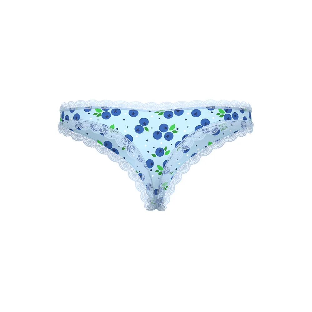 Magic Silk Sweet Treats Crotchless Thong with Lube Blueberry