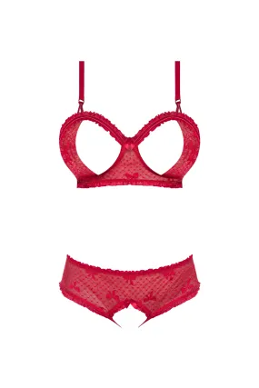Magic Silk With Love Balconette Bra & Open-Crotch Panty Red
