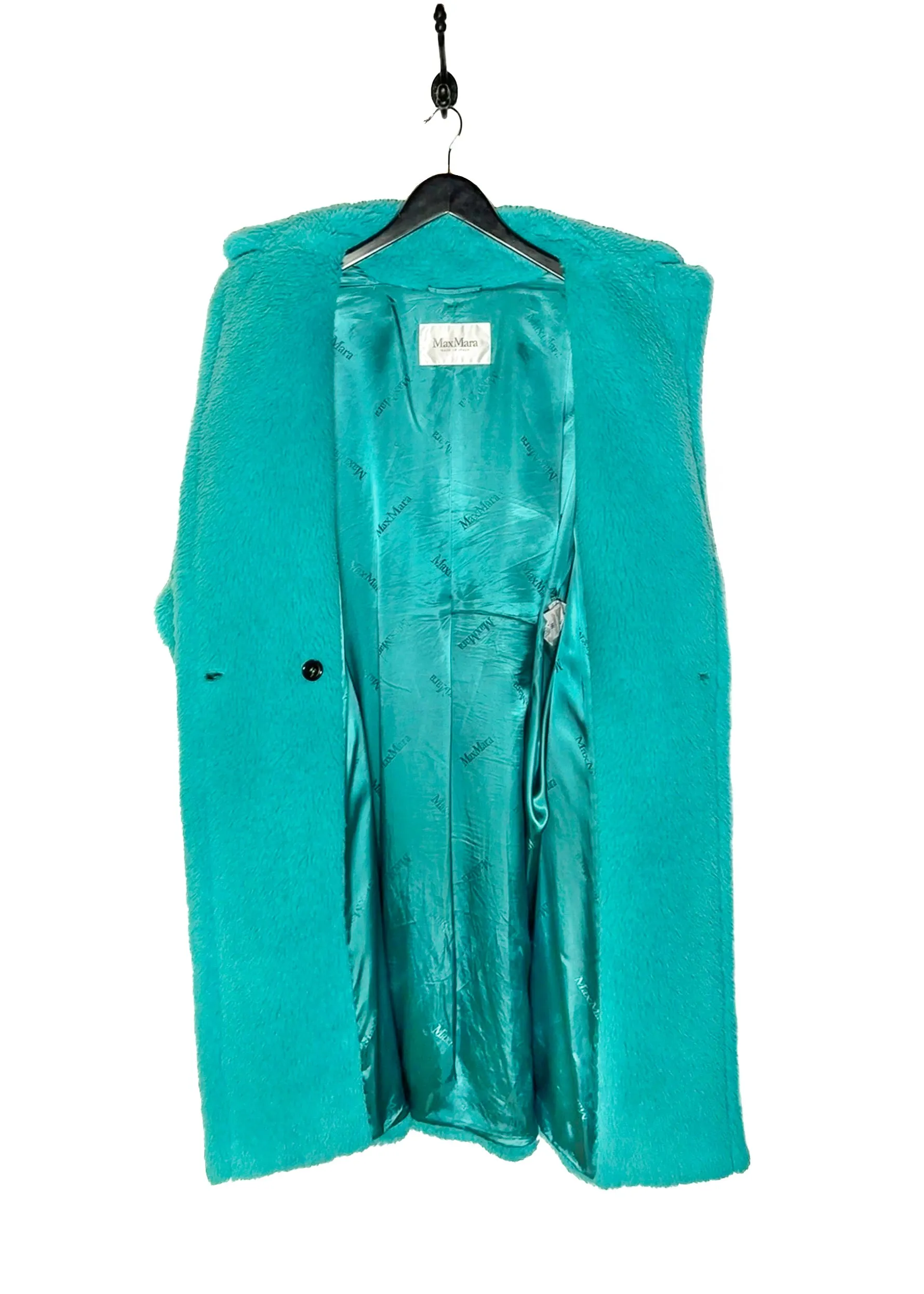 MaxMara Turquoise Teddy Bear Icon Alpaca Blend Coat