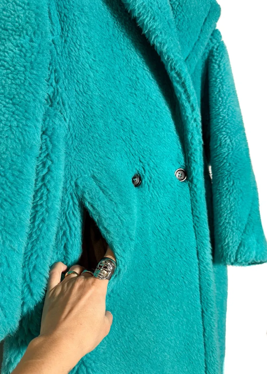 MaxMara Turquoise Teddy Bear Icon Alpaca Blend Coat