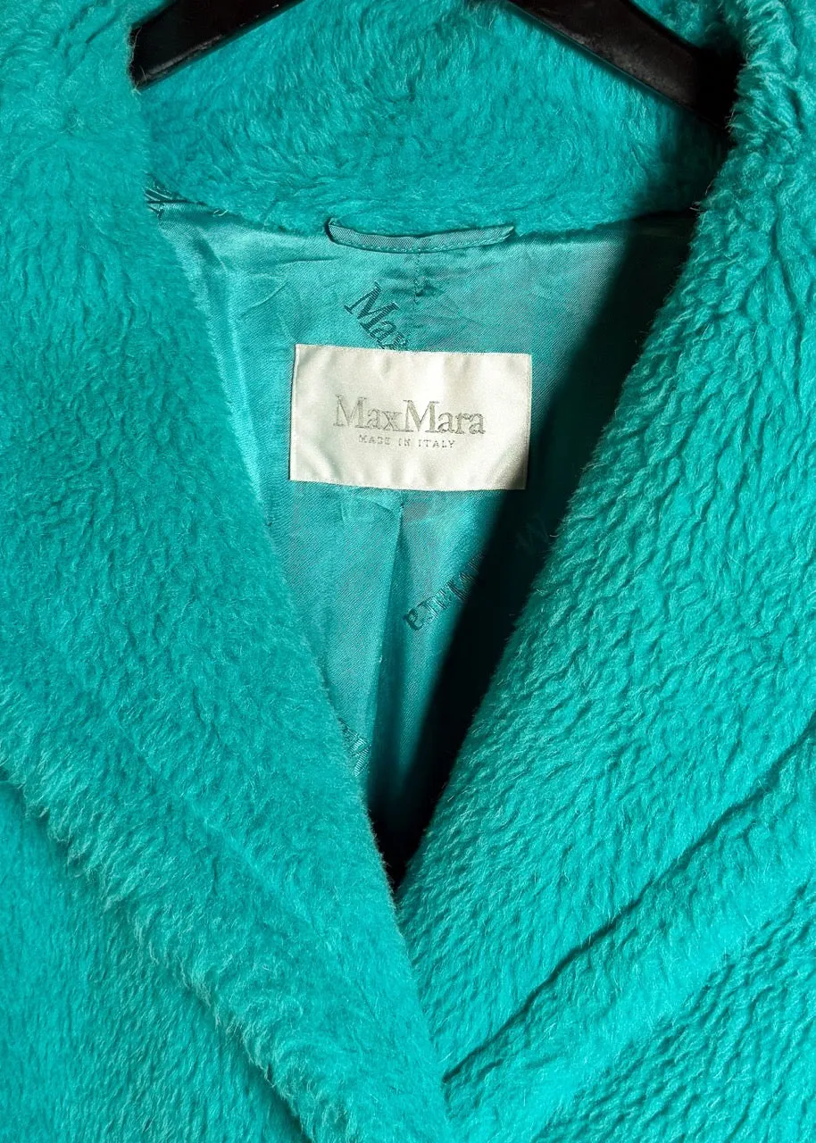 MaxMara Turquoise Teddy Bear Icon Alpaca Blend Coat