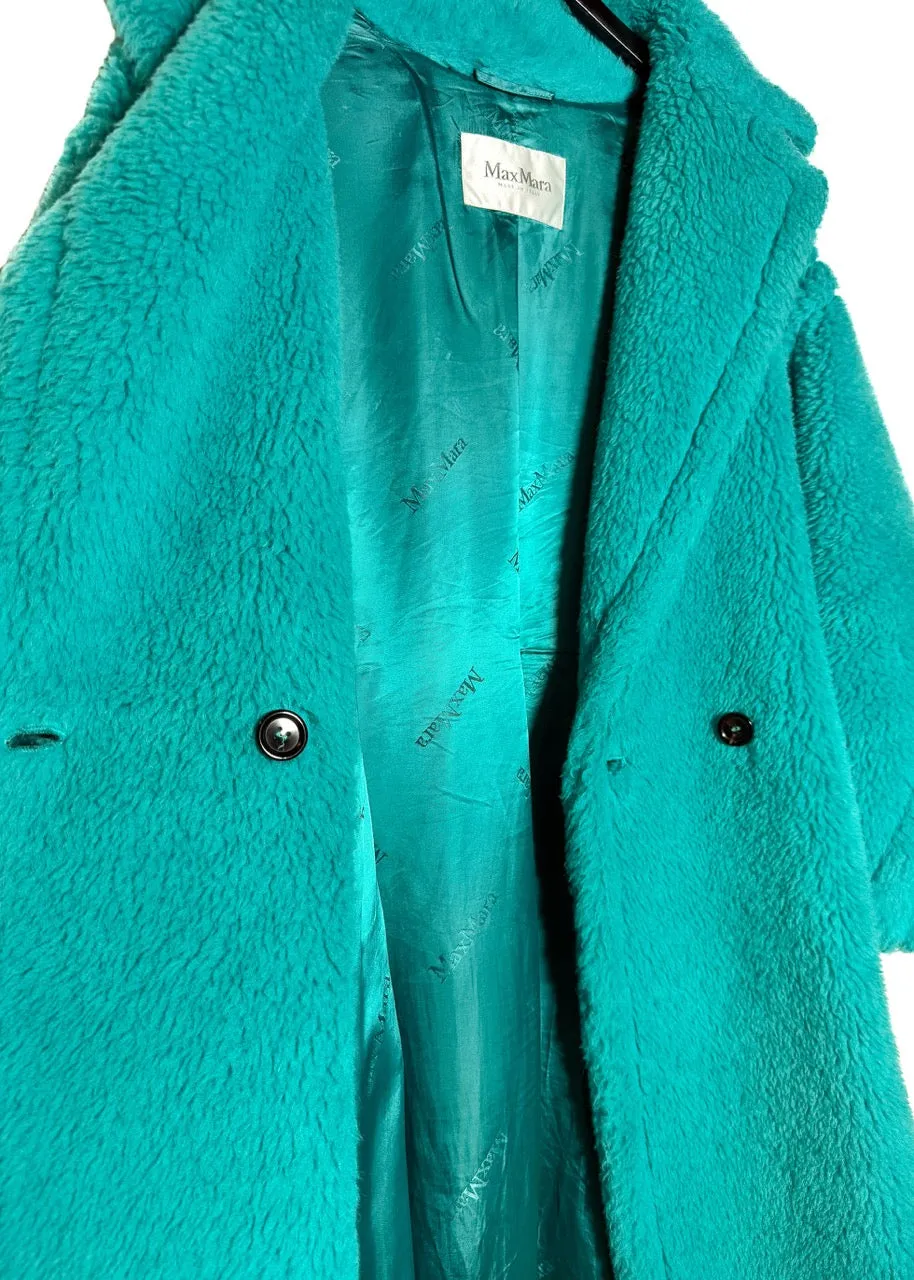 MaxMara Turquoise Teddy Bear Icon Alpaca Blend Coat