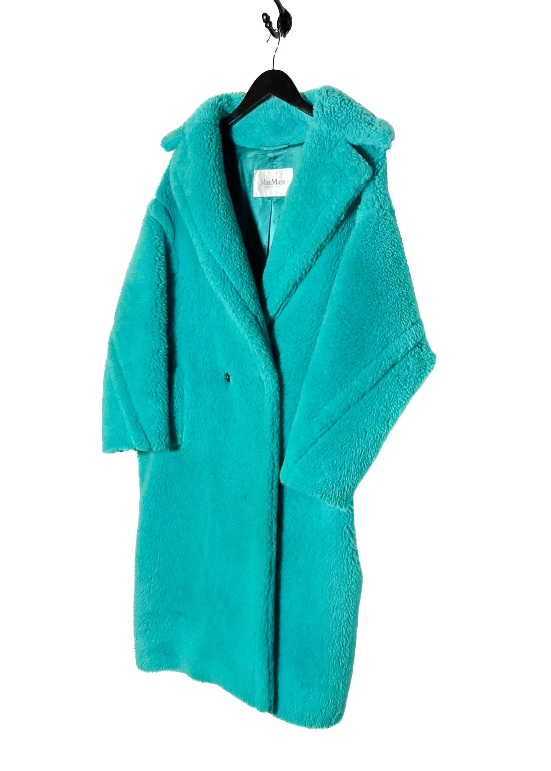 MaxMara Turquoise Teddy Bear Icon Alpaca Blend Coat