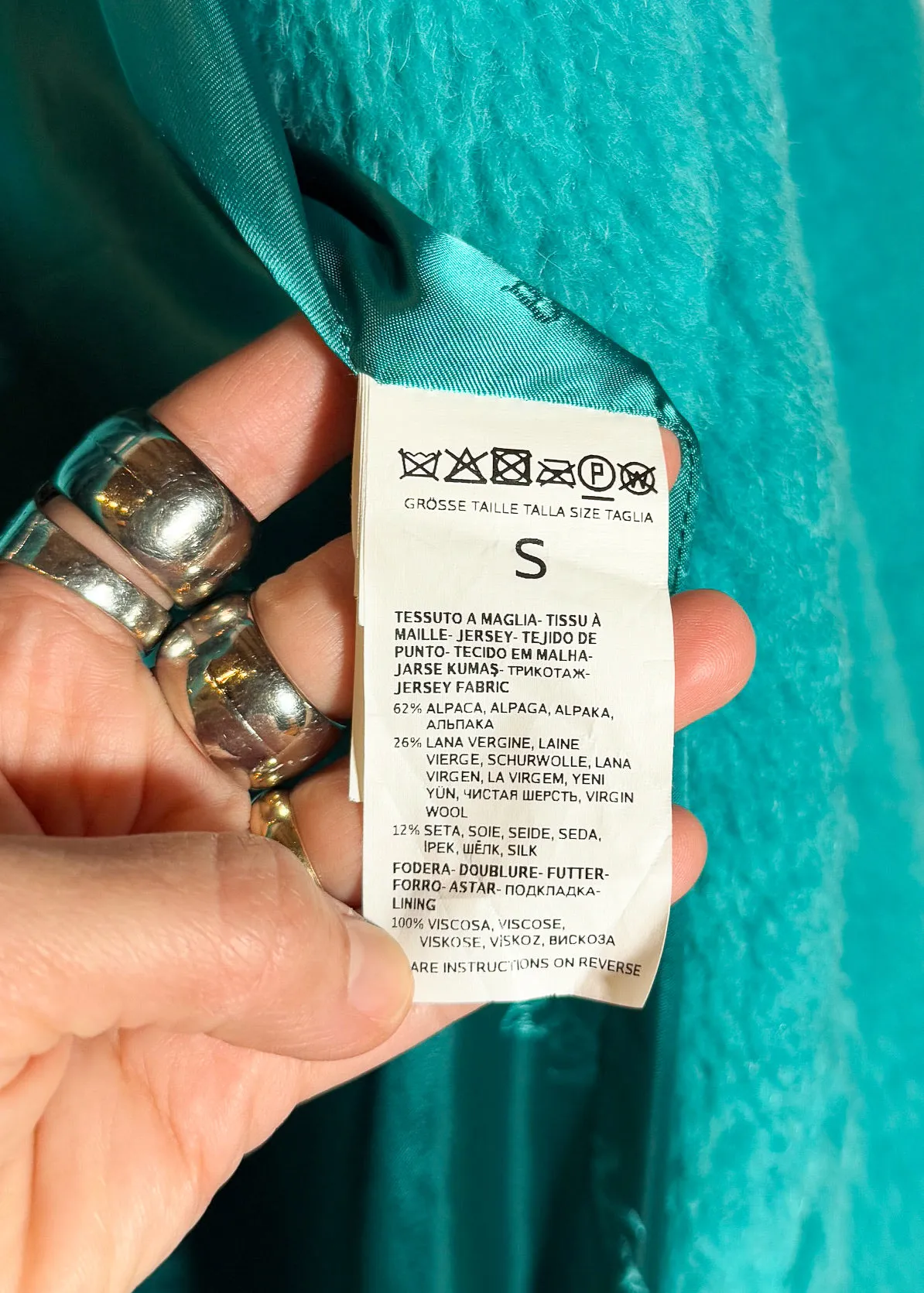 MaxMara Turquoise Teddy Bear Icon Alpaca Blend Coat