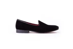 Men's Black Velvet Slip-On with Leather Sole (EX-139)