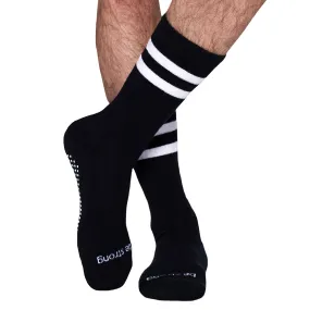 Mens Crew Be Strong Grip Socks (Black/White)