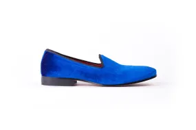 Men's Electric Blue Velvet Slio-On with Leather Sole -(EX-132)