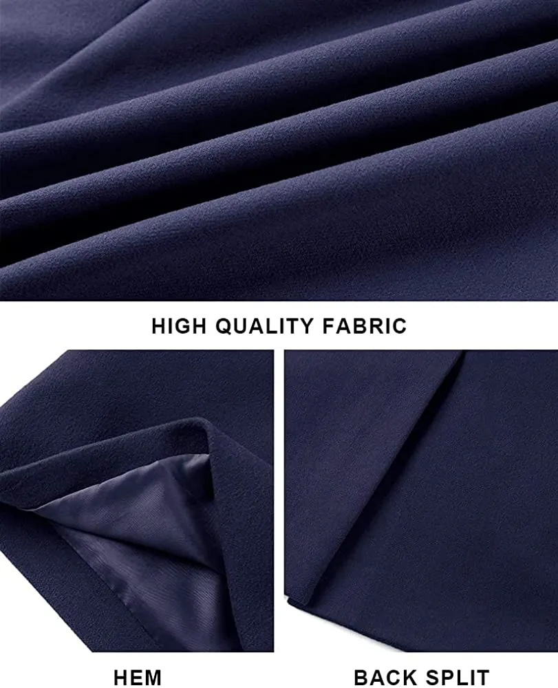 Men's Trench Coat Navy Blue Winter Warm Cotton Long Jacket Overcoat