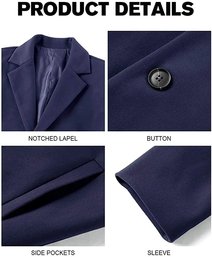 Men's Trench Coat Navy Blue Winter Warm Cotton Long Jacket Overcoat