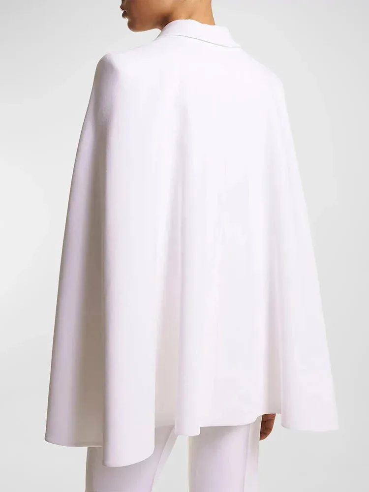 Metaversmall Elegant Solid Loose Chic Blazer For Women Notched Collar Cloak Sleeve Spliced Double Breasted Minimalist Coat Female Style