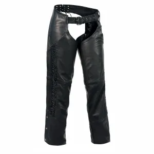 Milwaukee Leather Women's Black Leather Hip Set Motorcycle Chaps w/