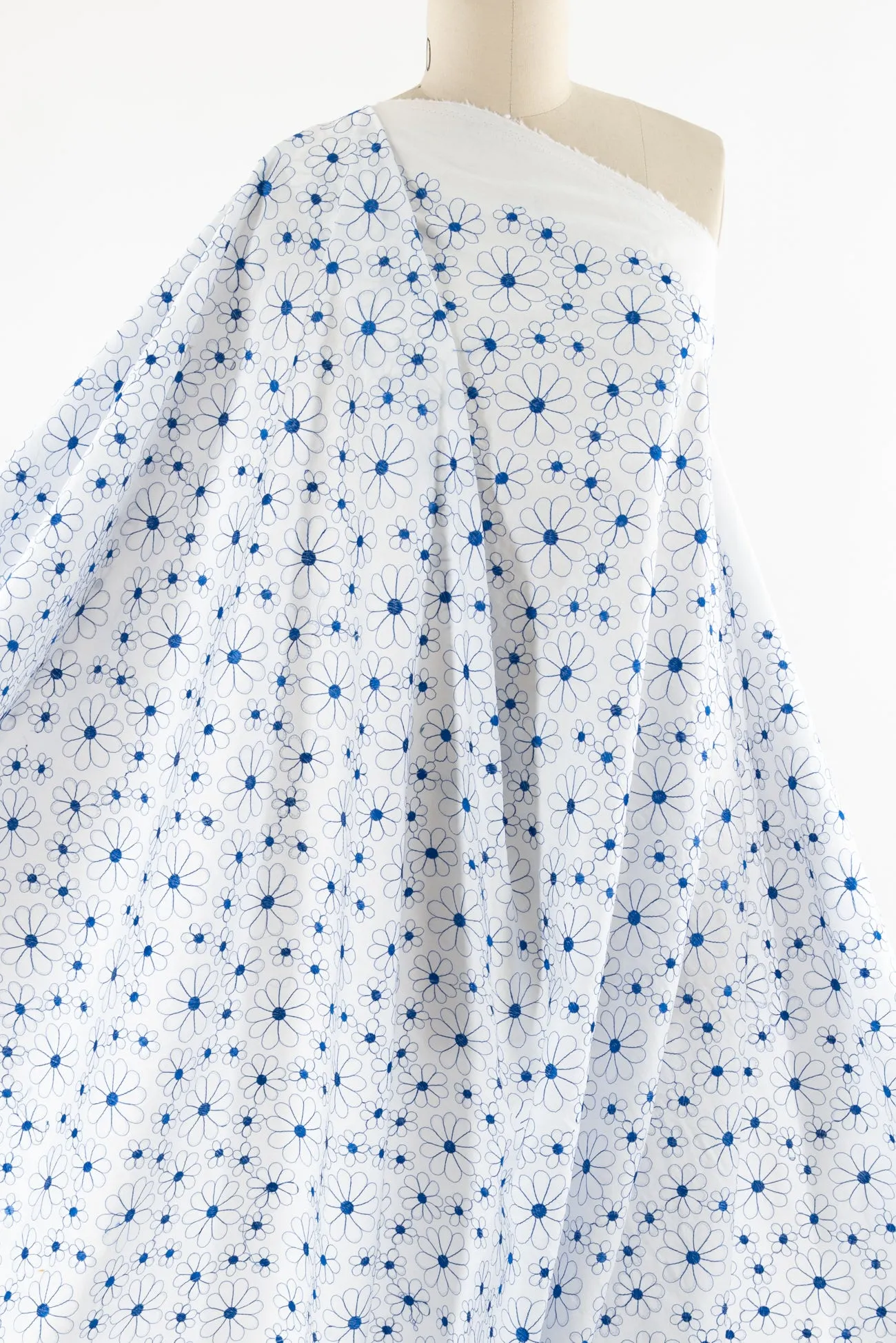 Morning Blue Embroidered Cotton