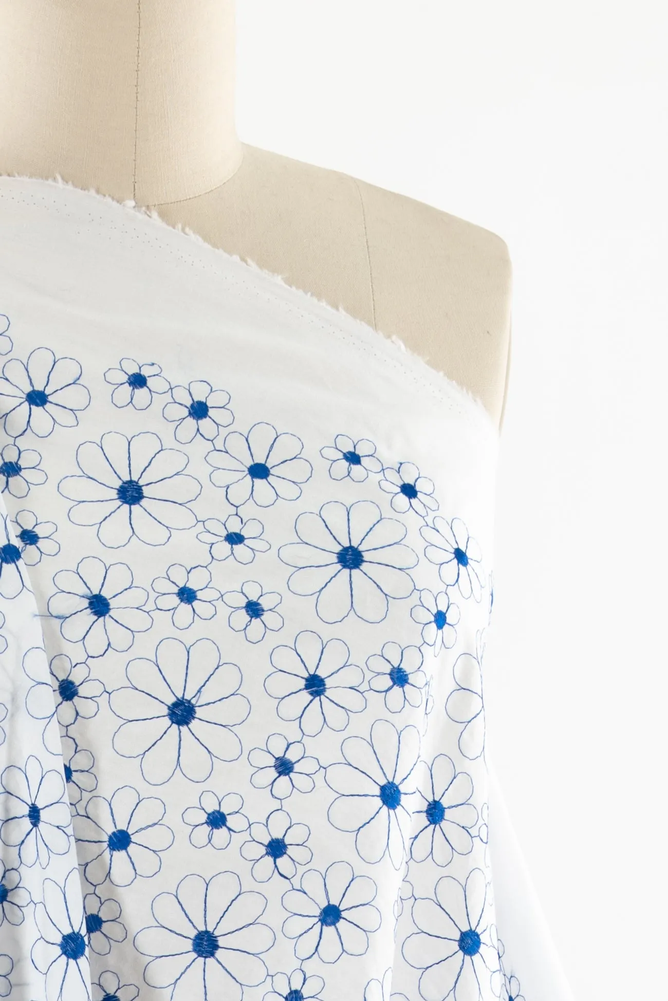 Morning Blue Embroidered Cotton