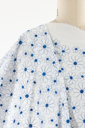 Morning Blue Embroidered Cotton