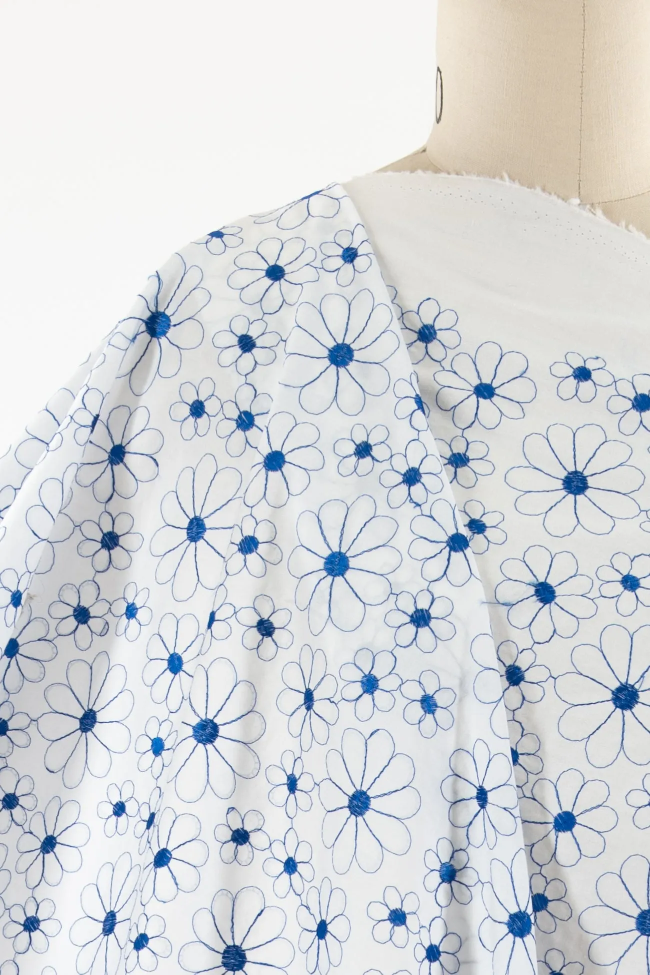 Morning Blue Embroidered Cotton
