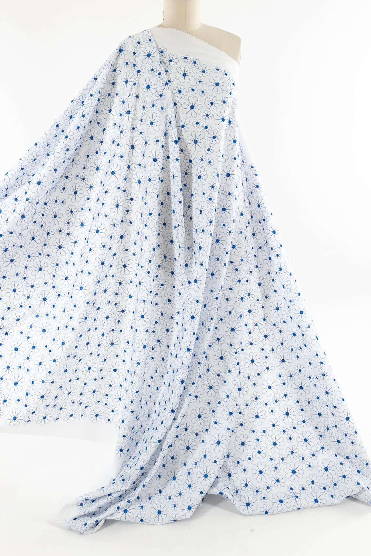 Morning Blue Embroidered Cotton