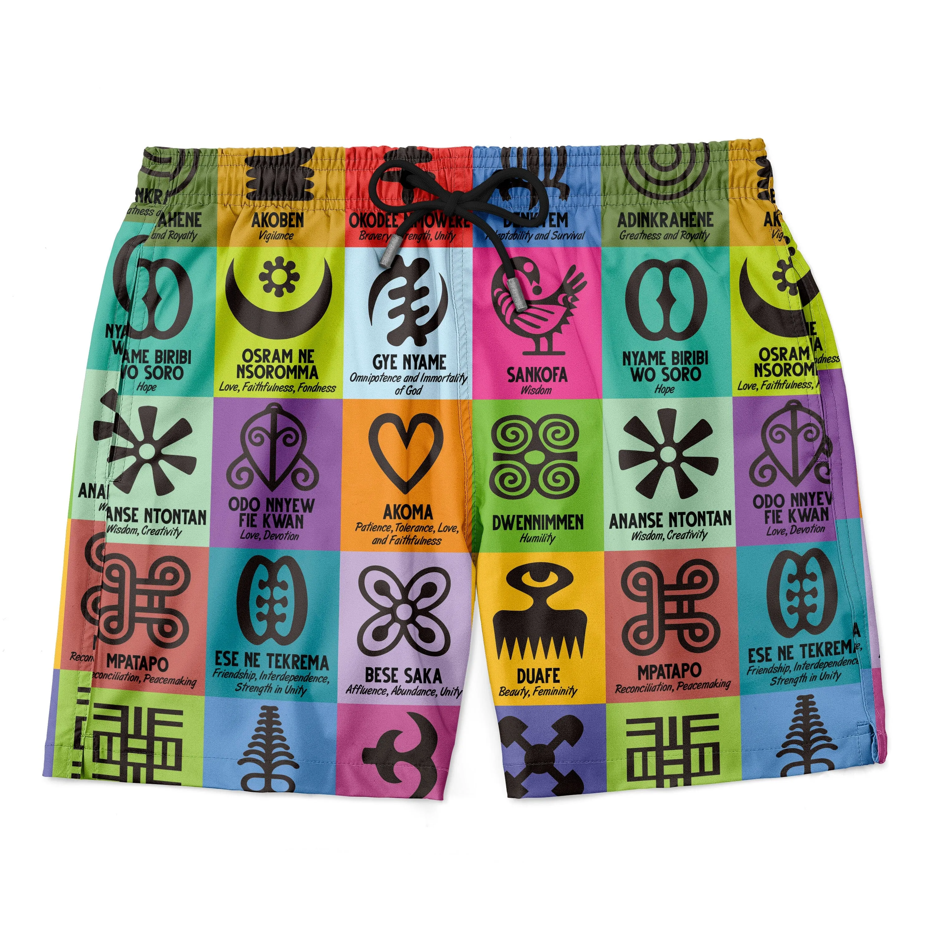 Multi Color Adinkra Symbols T-shirt and Shorts Set