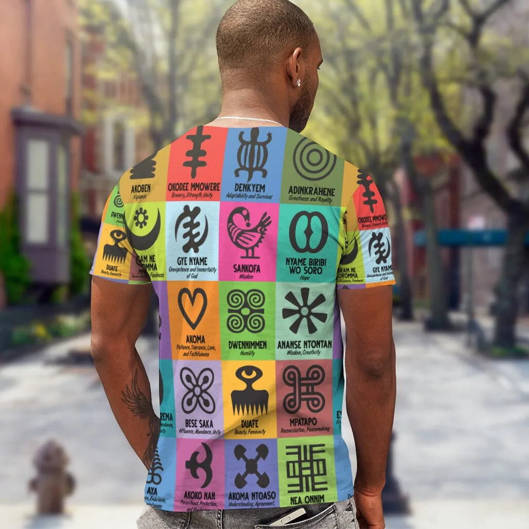 Multi Color Adinkra Symbols T-shirt