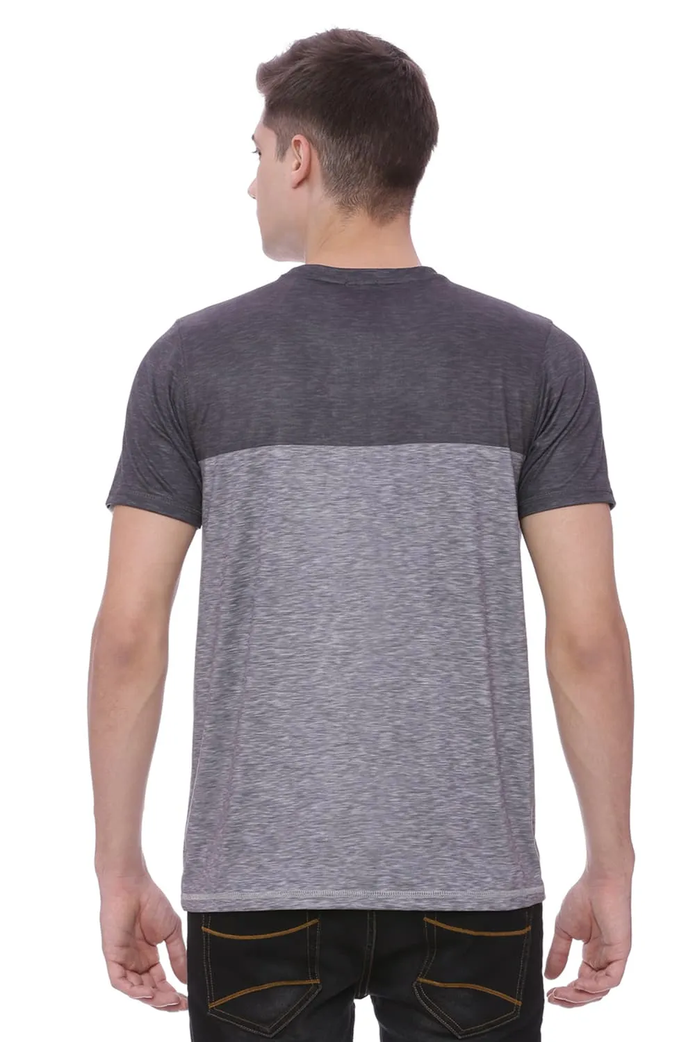 Muscle Fit Space Printed Crew Neck T Shirt