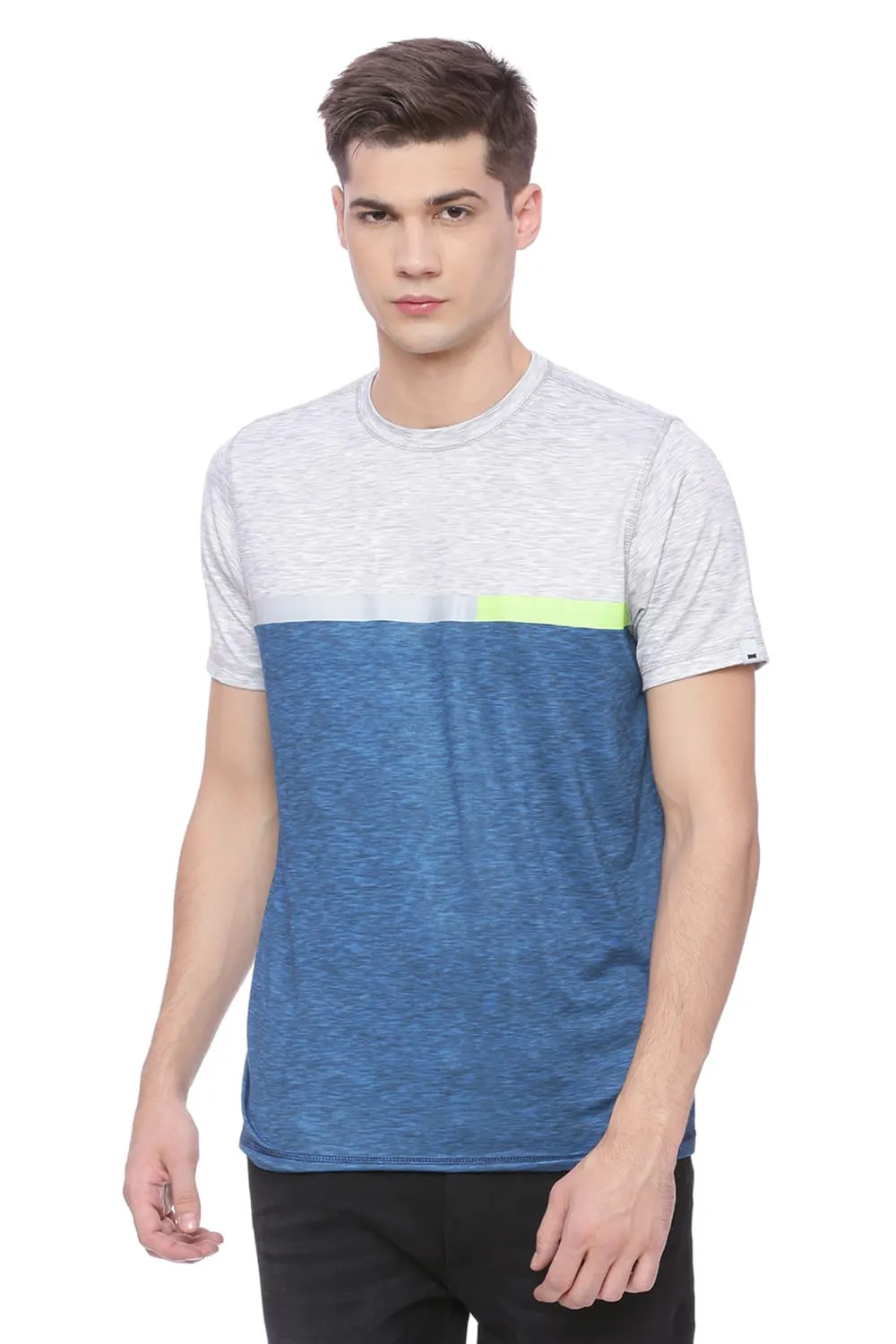 Muscle Fit Space Printed Crew Neck T Shirt