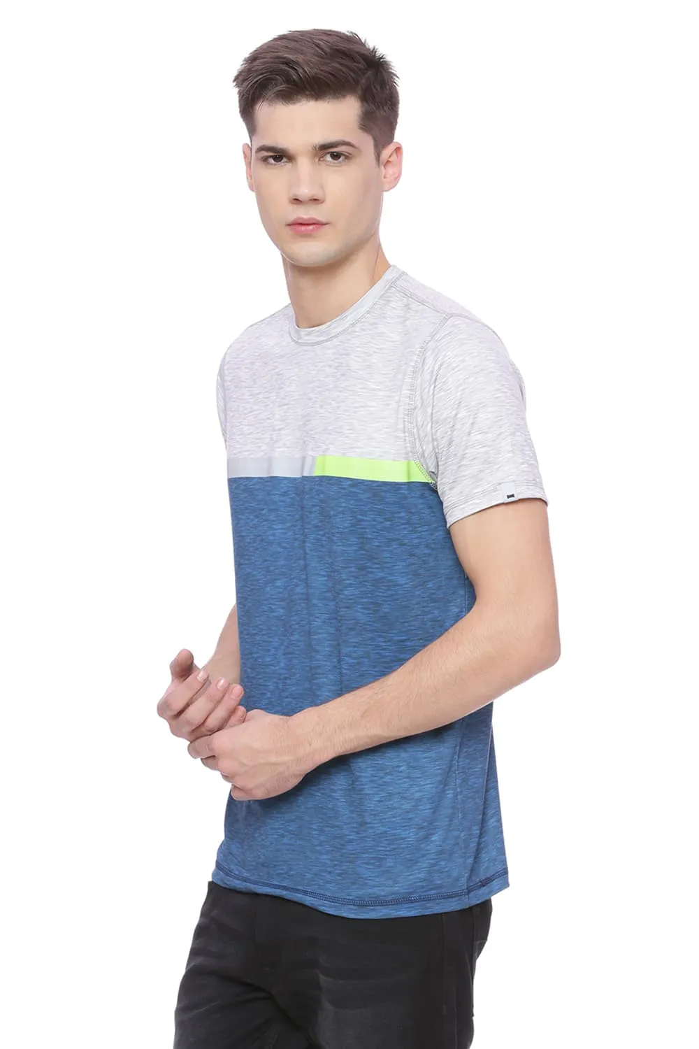 Muscle Fit Space Printed Crew Neck T Shirt