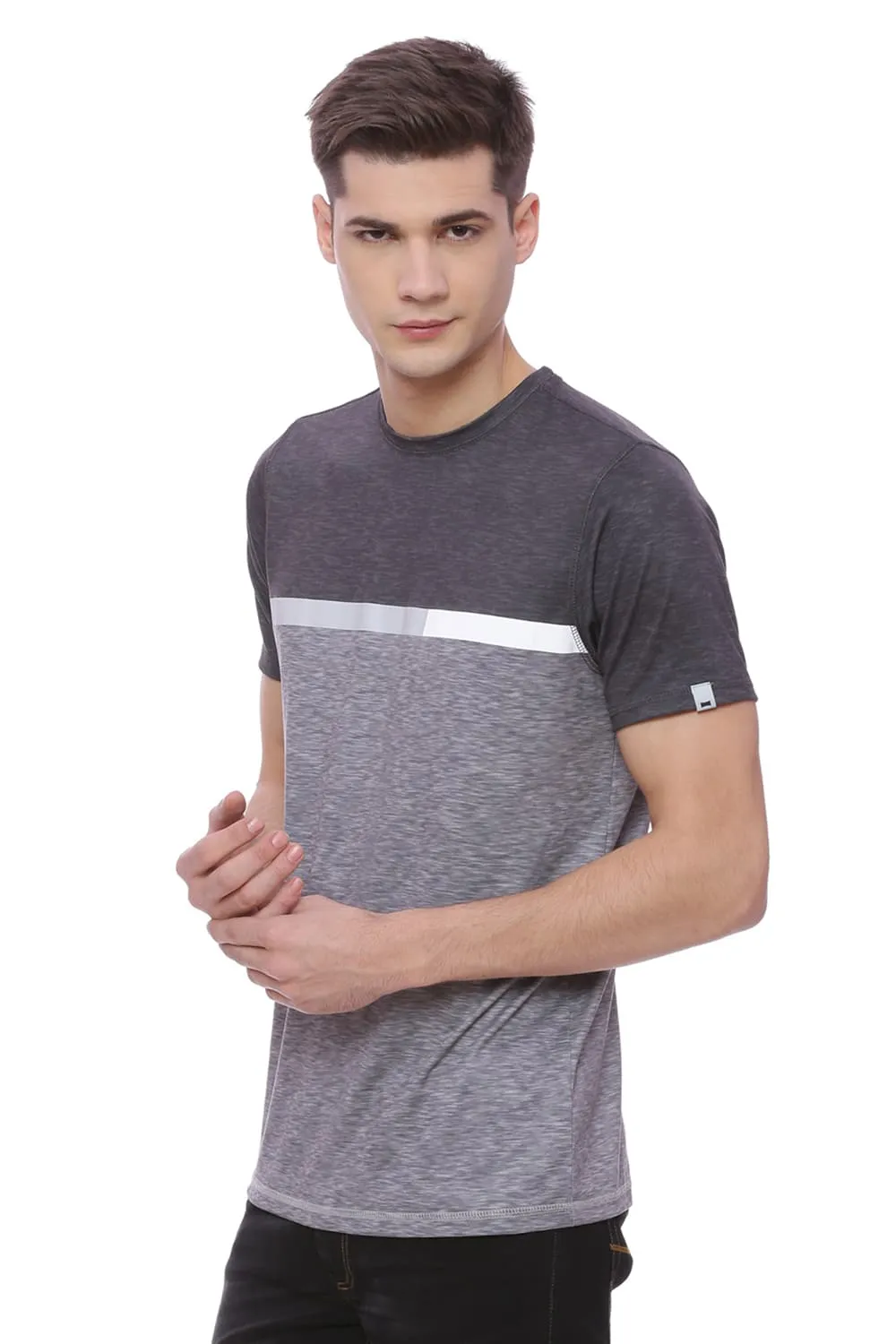 Muscle Fit Space Printed Crew Neck T Shirt