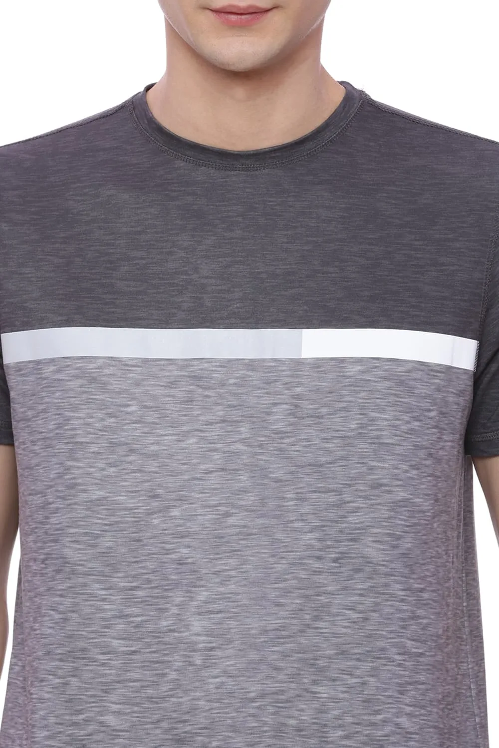 Muscle Fit Space Printed Crew Neck T Shirt