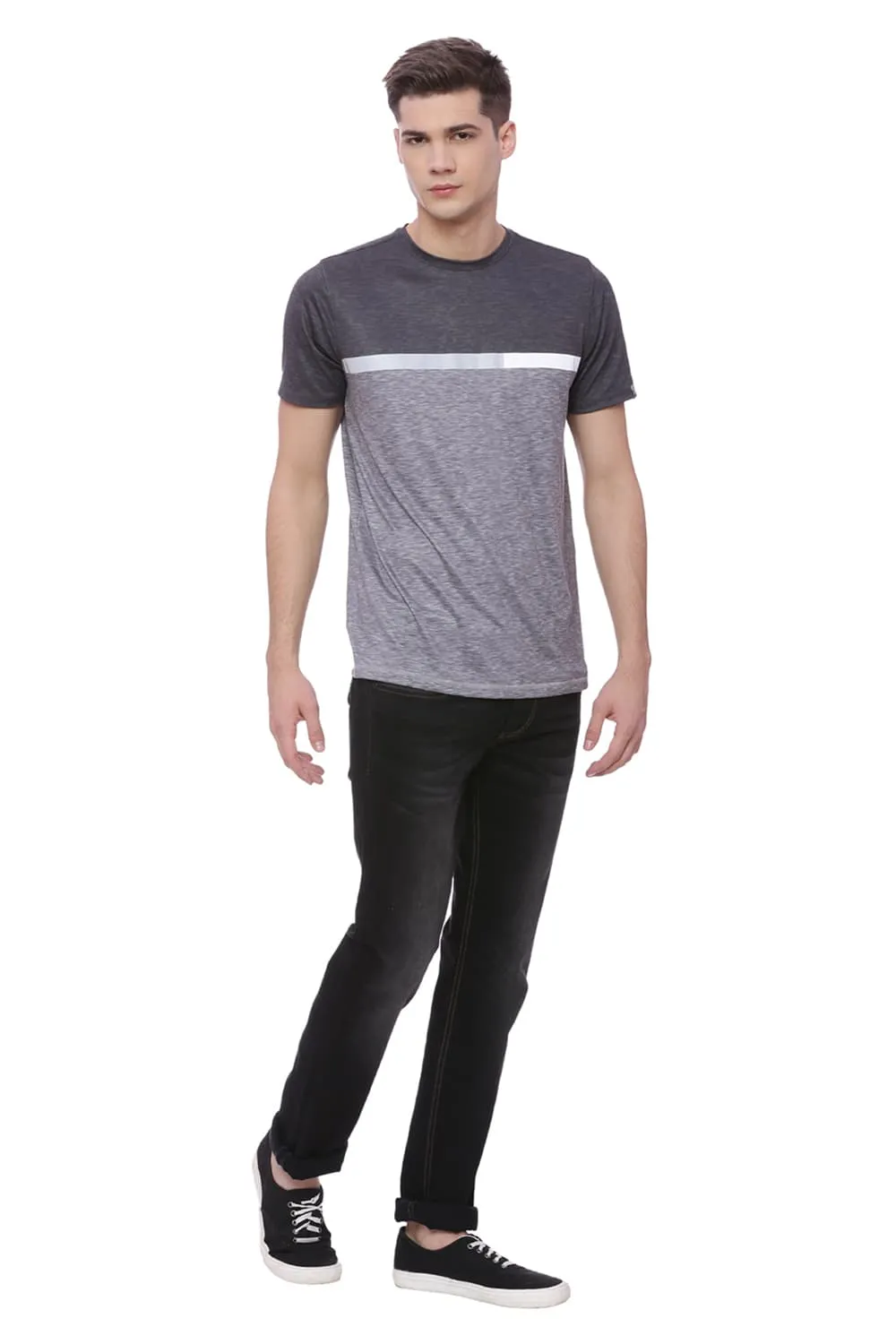 Muscle Fit Space Printed Crew Neck T Shirt