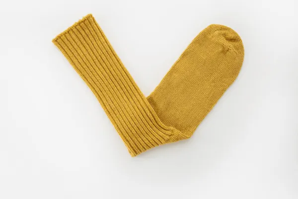 Mustard Mohair   Navy Alpaca Socks  - Made in Britain