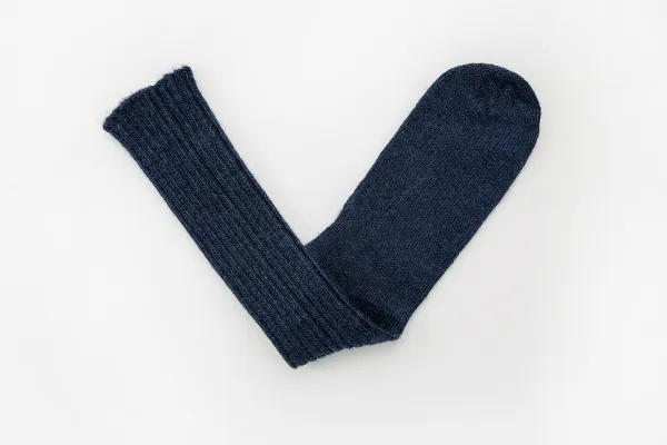 Mustard Mohair   Navy Alpaca Socks  - Made in Britain