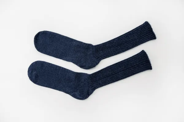 Mustard Mohair   Navy Alpaca Socks  - Made in Britain
