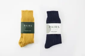 Mustard Mohair   Navy Alpaca Socks  - Made in Britain