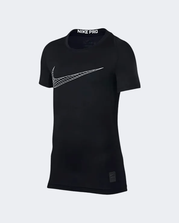 Nike Pro Short Sleeve Boys Training T-Shirt Black/White