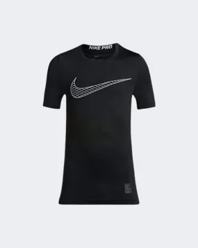 Nike Pro Short Sleeve Boys Training T-Shirt Black/White