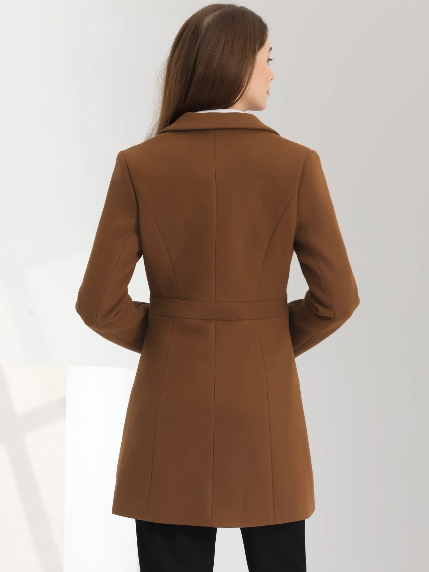 Notched Lapel Single Breasted Button Down Winter Coat