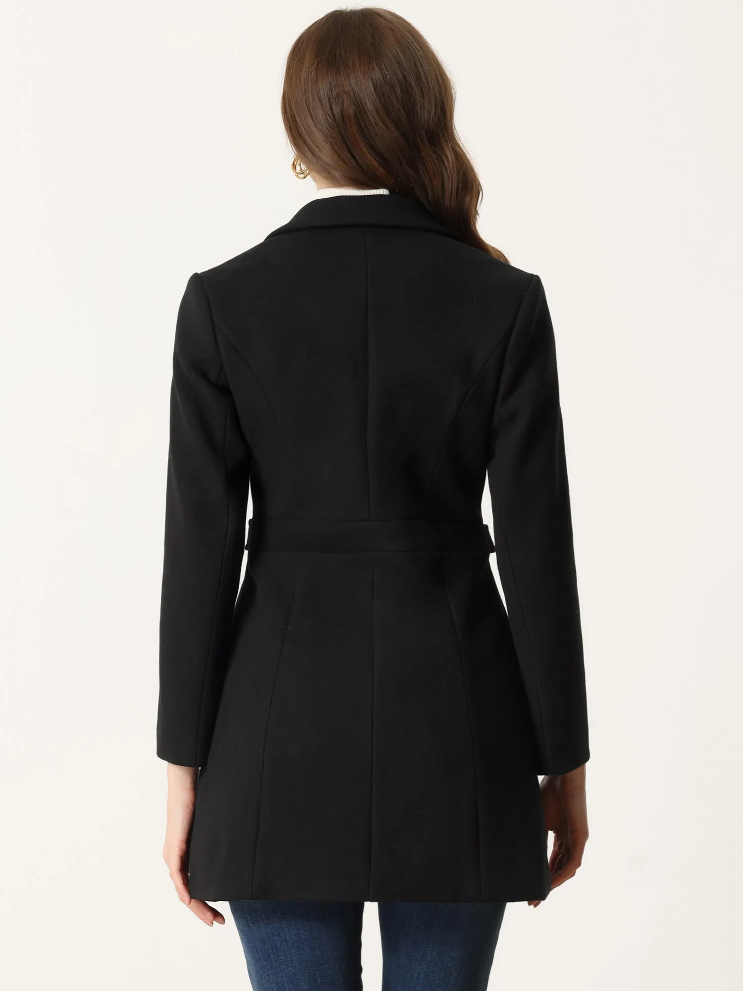 Notched Lapel Single Breasted Button Down Winter Coat
