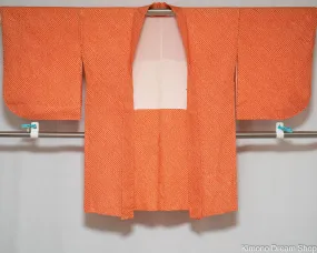 Orange Shibori Haori - Kanoko Deer Fawn Spots - Vintage Silk Tie Dye Kimono Jacket