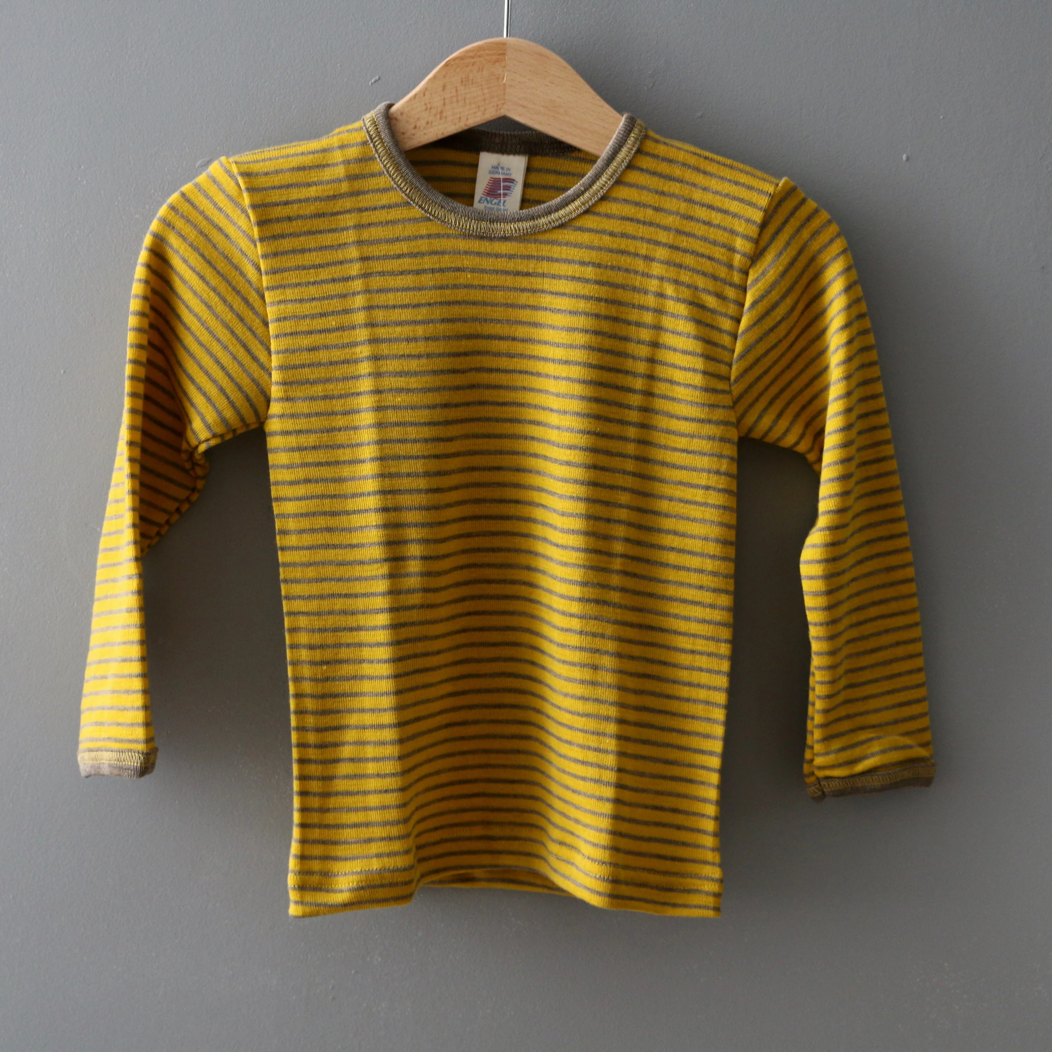 Organic Striped Wool & Silk Top - Walnut/Saffron - 1-16y
