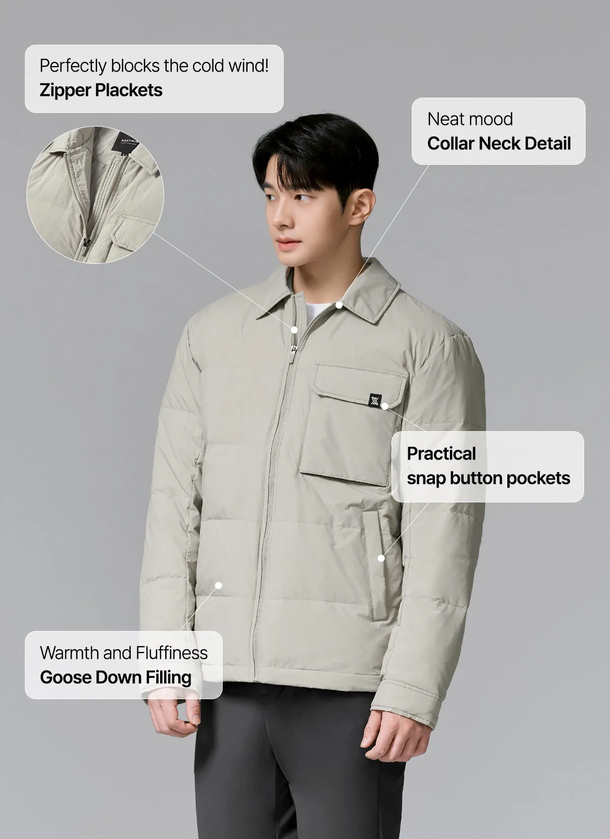 Out-pocket goose down shacket
