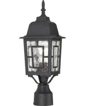 Outdoor Post Light in Textured Black Finish with Clear Water Glass