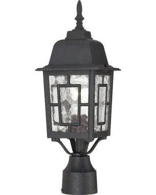 Outdoor Post Light in Textured Black Finish with Clear Water Glass