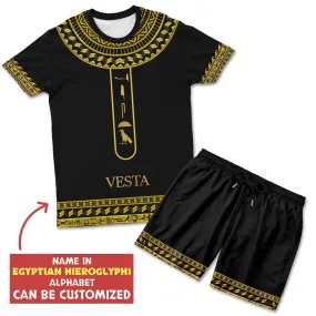 Personalized Egyptian Hieroglyphs Alphabet T-shirt And Shorts Set