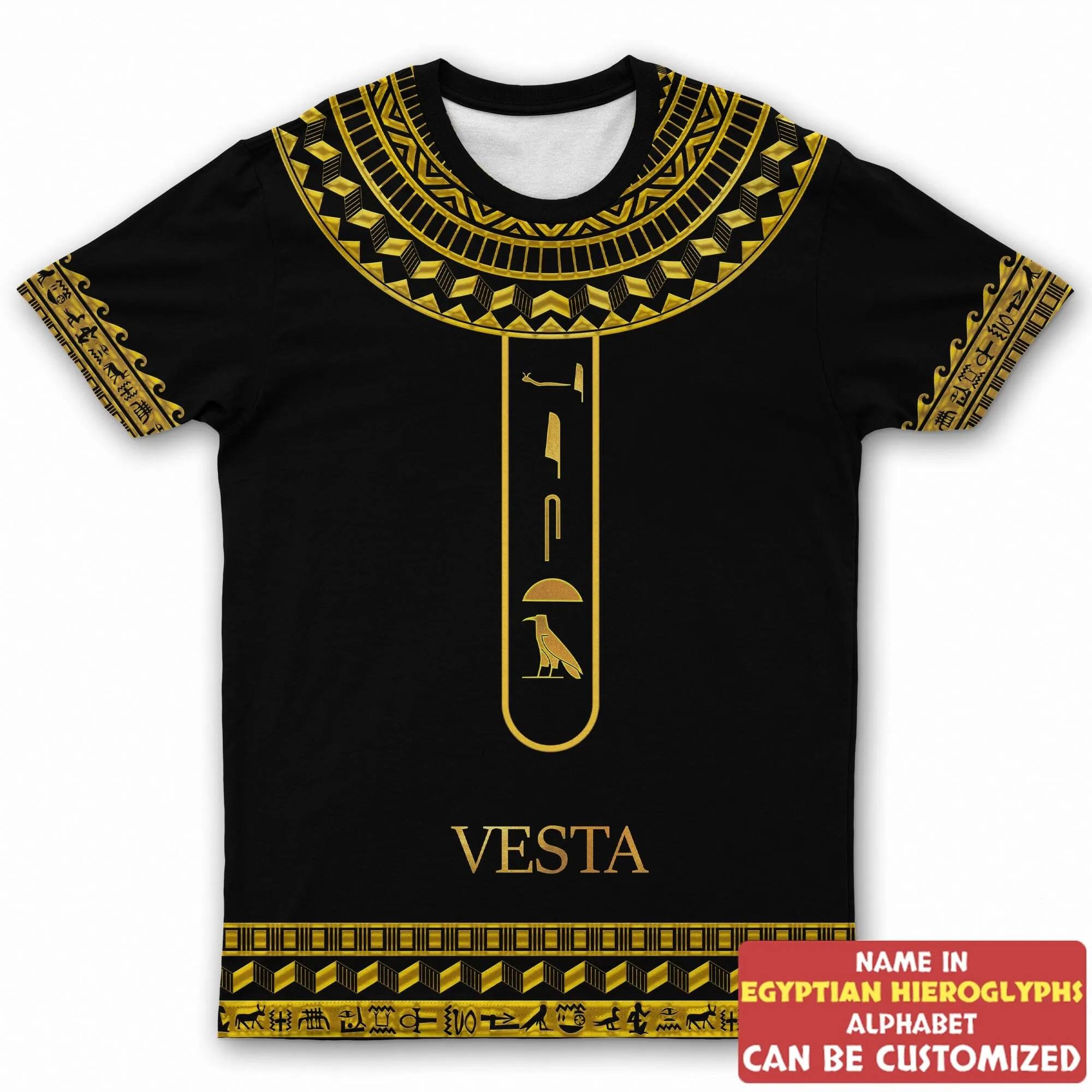 Personalized Egyptian Hieroglyphs Alphabet T-shirt And Shorts Set