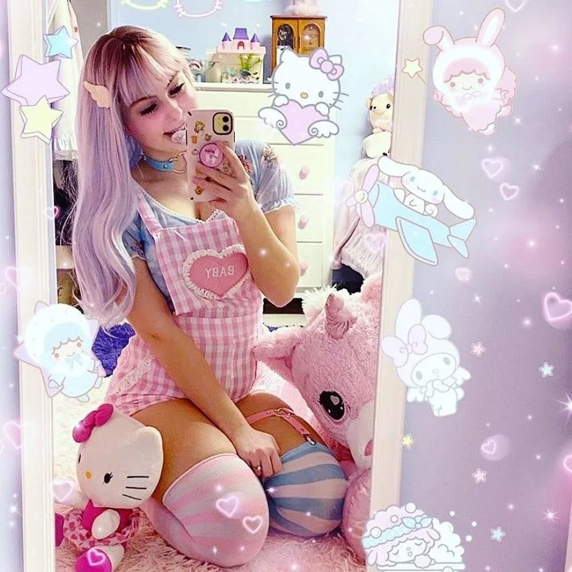 Pink Striped Thigh Highs