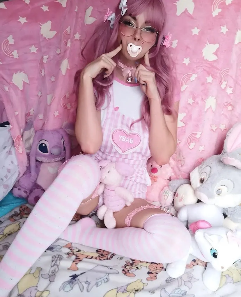 Pink Striped Thigh Highs